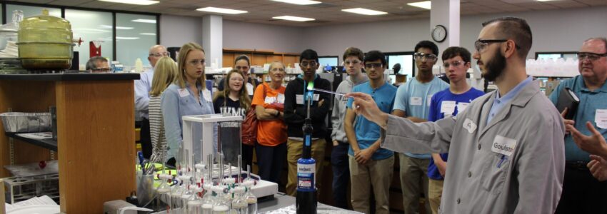 Group of High School Students inside Goulston Technologies Lab
